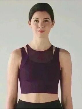 EUC Lululemon Athletics Darkest Magenta /Plum Double Tap Mesh Sports Bra- Sz 10